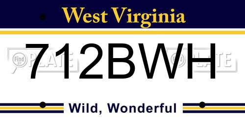 712BWH West Virginia License Plate