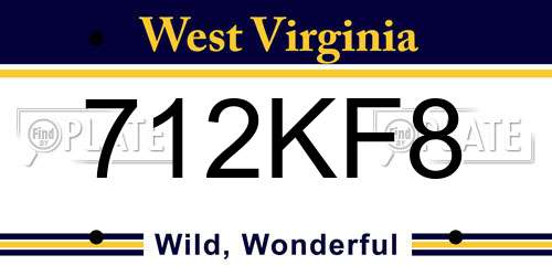 712KF8 West Virginia License Plate