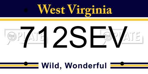 712SEV West Virginia License Plate