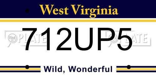 712UP5 West Virginia License Plate