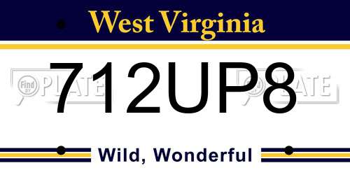 712UP8 West Virginia License Plate