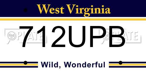 712UPB West Virginia License Plate