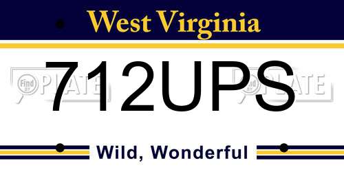 712UPS West Virginia License Plate