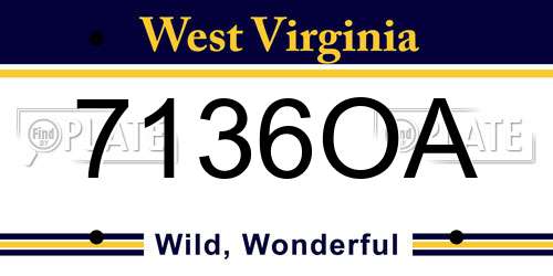 7136OA West Virginia License Plate