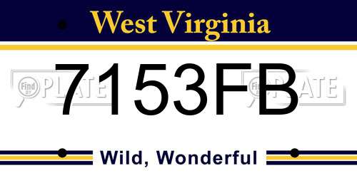 7153FB West Virginia License Plate