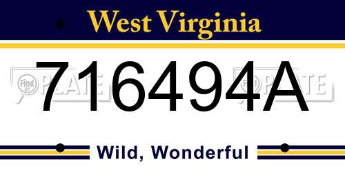 716494A West Virginia License Plate