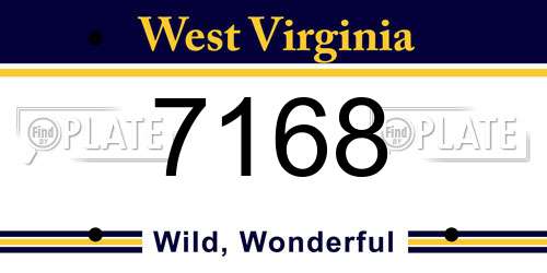 7168 West Virginia License Plate