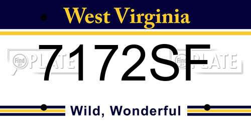 7172SF West Virginia License Plate