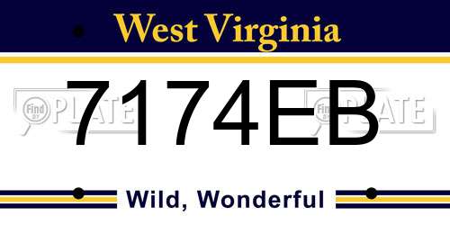 7174EB West Virginia License Plate