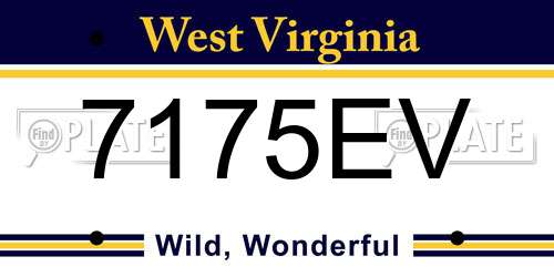 7175EV West Virginia License Plate