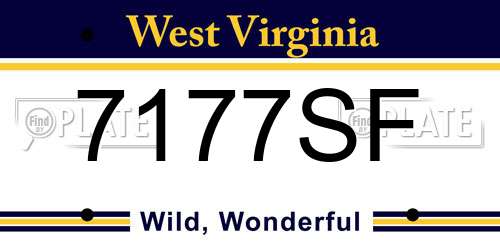7177SF West Virginia License Plate
