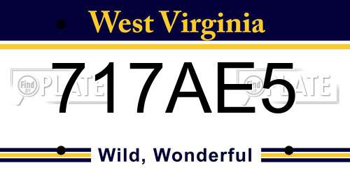 717AE5 West Virginia License Plate