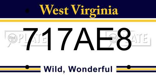 717AE8 West Virginia License Plate