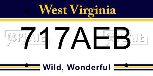 717AEB West Virginia License Plate