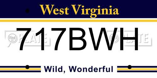 717BWH West Virginia License Plate