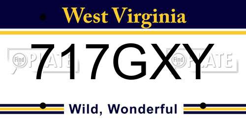 717GXY West Virginia License Plate