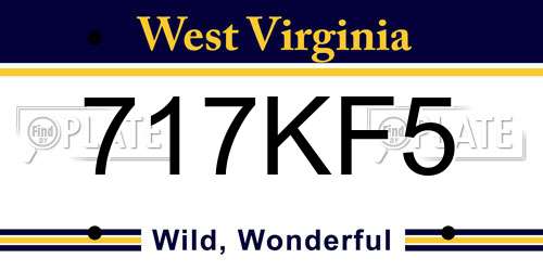 717KF5 West Virginia License Plate