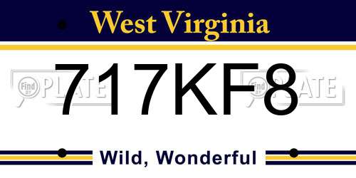 717KF8 West Virginia License Plate