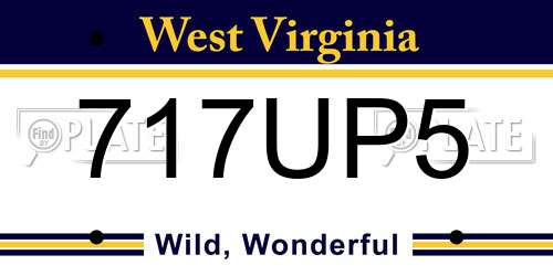 717UP5 West Virginia License Plate
