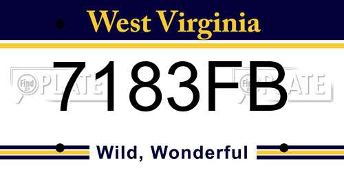 7183FB West Virginia License Plate
