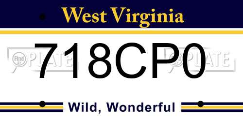 718CP0 West Virginia License Plate