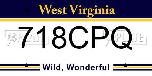 718CPQ West Virginia License Plate