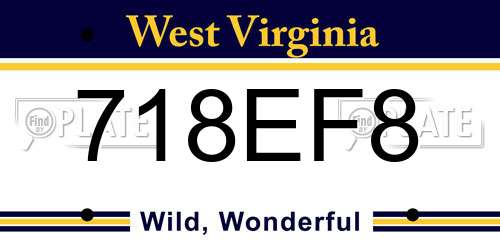718EF8 West Virginia License Plate
