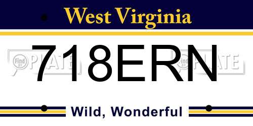 718ERN West Virginia License Plate