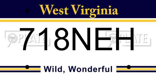 718NEH West Virginia License Plate