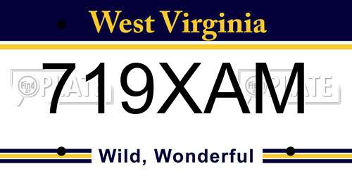 719XAM West Virginia License Plate