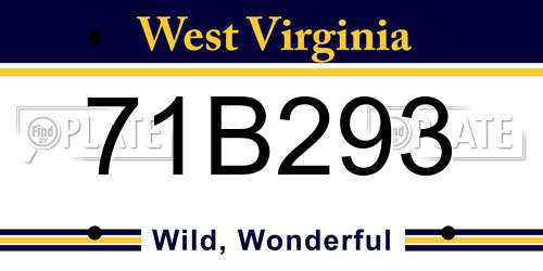71B293 West Virginia License Plate