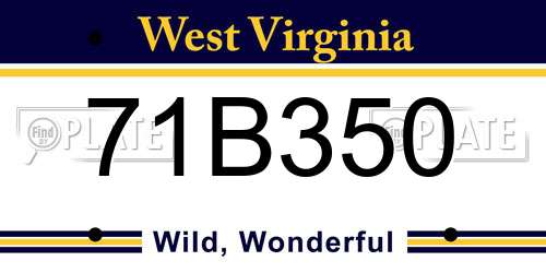 71B350 West Virginia License Plate