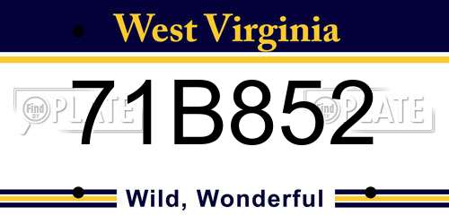 71B852 West Virginia License Plate