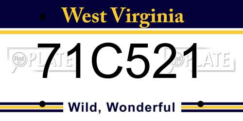 71C521 West Virginia License Plate