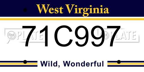 71C997 West Virginia License Plate