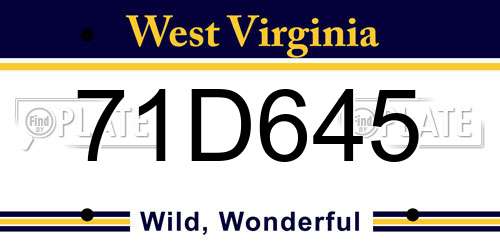 71D645 West Virginia License Plate