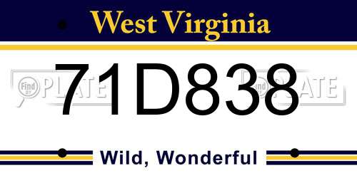 71D838 West Virginia License Plate