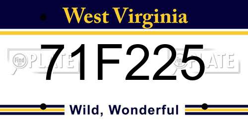 71F225 West Virginia License Plate