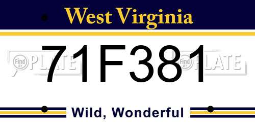 71F381 West Virginia License Plate