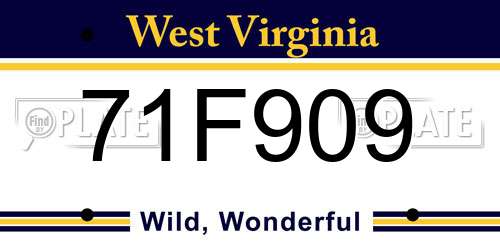 71F909 West Virginia License Plate