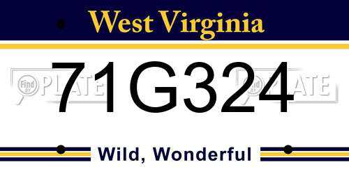 71G324 West Virginia License Plate