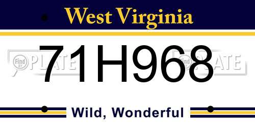 71H968 West Virginia License Plate