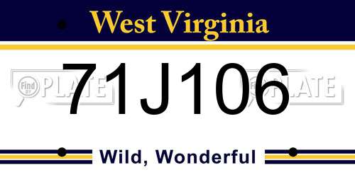 71J106 West Virginia License Plate