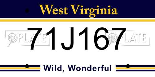 71J167 West Virginia License Plate