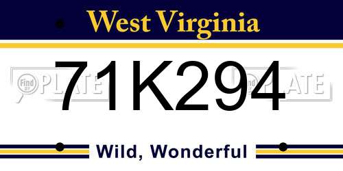 71K294 West Virginia License Plate