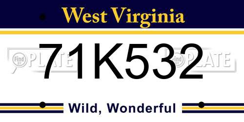71K532 West Virginia License Plate