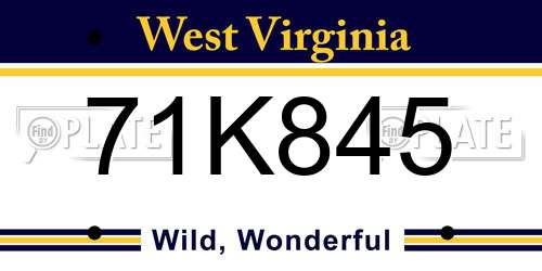 71K845 West Virginia License Plate