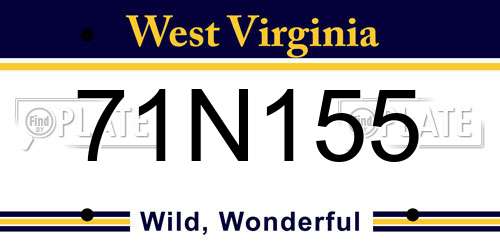 71N155 West Virginia License Plate