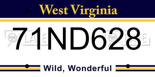 71ND628 West Virginia License Plate