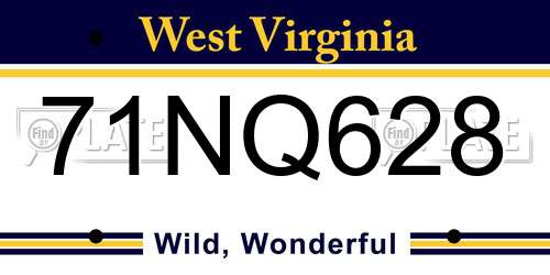 71NQ628 West Virginia License Plate